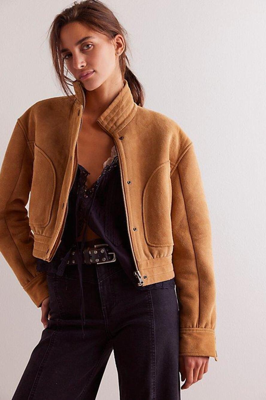 Free people suede wes bomber jacket